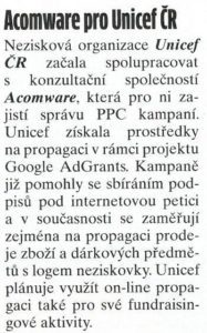 Acomware pro Unicef ČR