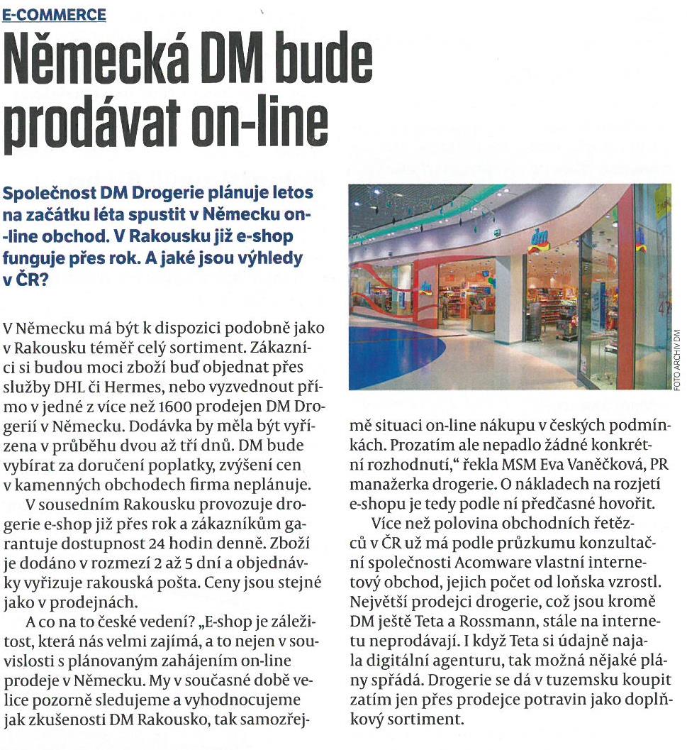 MSM-Německá DM bude prodávat on-line