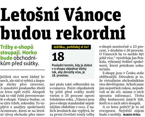 Metro-Letošní Vánoce budou rekordní