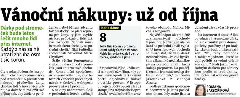 Metro - Vánoční nákupy už od října