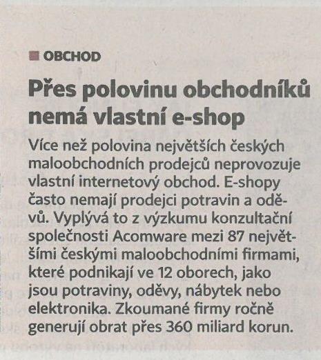 Přes polovinu obchodů nemá vlastní e-shop - Hospodářské noviny